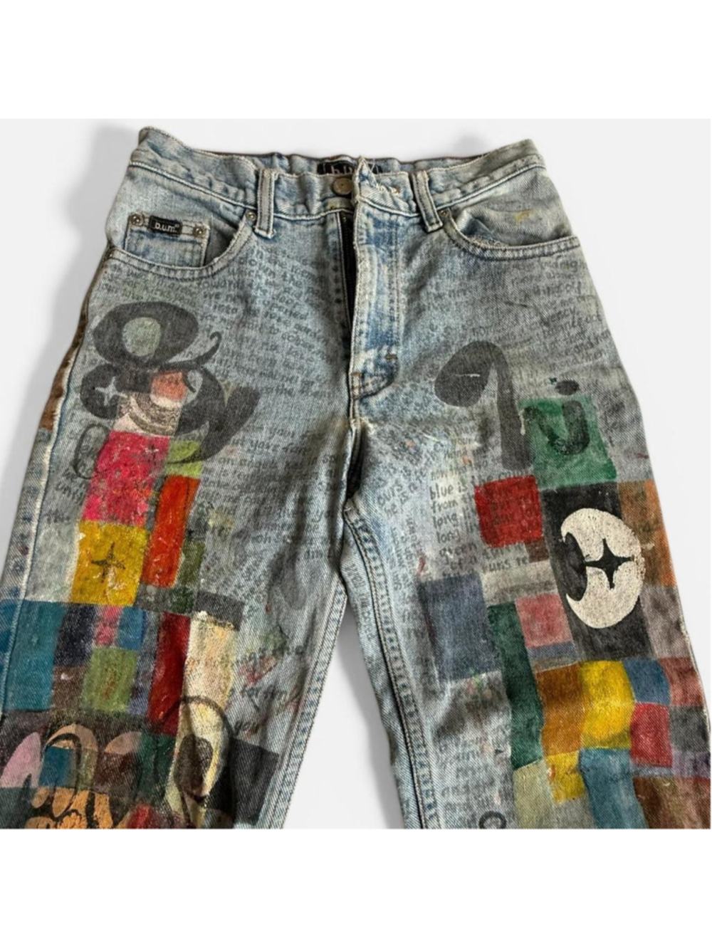 Vintage 90s B.U.M Equipment Custom Painted Jeans - Picture 2 of 6